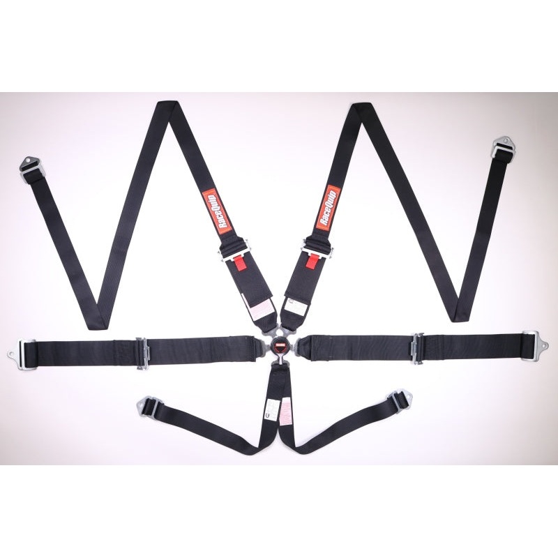 RaceQuip Black SFI CAMLOCK 6pt PU Lap HNR Seat Belt