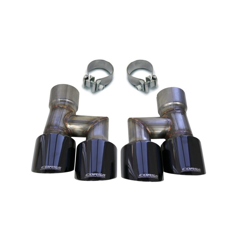 Corsa 2018-2023 Ford Mustang Eco 2.3L Twin 4in Black PVD Pro-Series Tip Kit (Clamps Included)