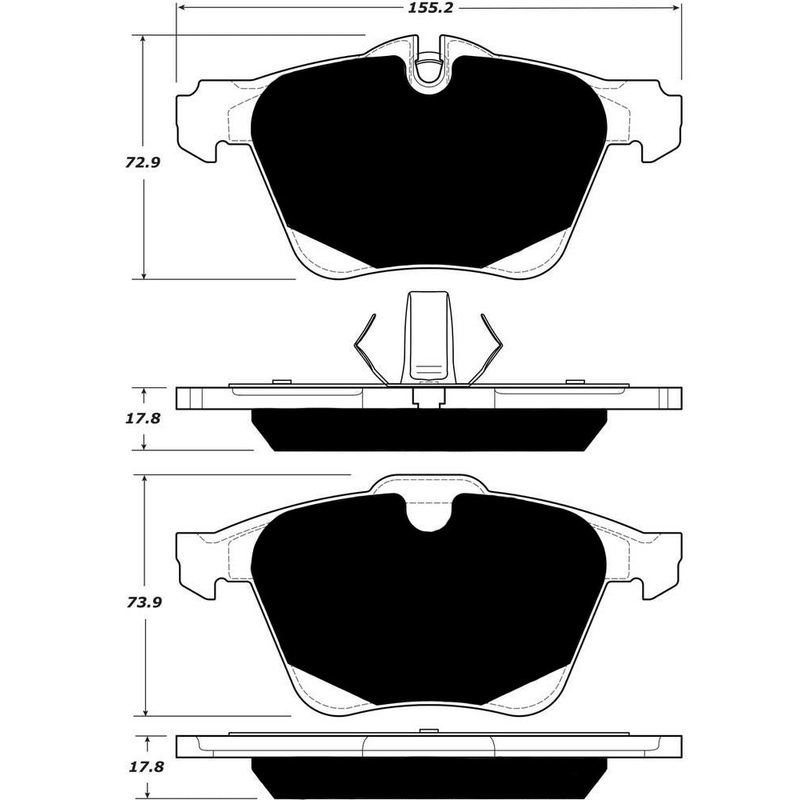 Porterfield Brake Pads for 2014 JAGUAR F-Type 3.0L w/Black Calipers